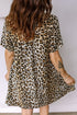 Leopard Print Half Button Short Sleeve Loose Mini Dress