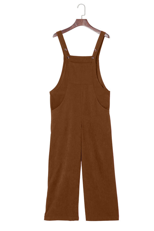 Bib Front Corduroy Wide Leg Overall Jumpsuit