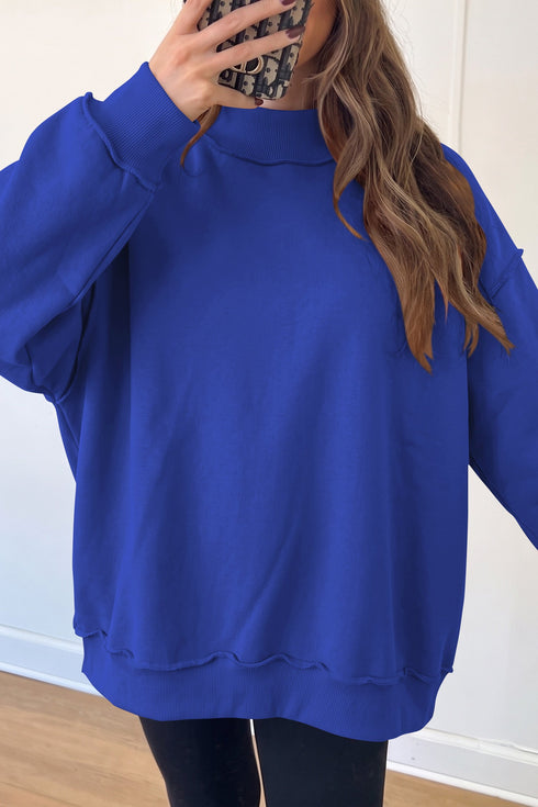 Reversible Mock Neck Oversize Drop Shoulder Sweatshirt