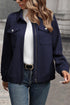 Casual Textured Flap Pocket Shirt Collar Zip Up Jackets