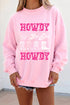Howdy Graphic Polka Dot Hem Mock Neck Sweatshirt