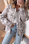 Abstract Camo Print Collar Oversized Shift Silhouette Denim Jacket
