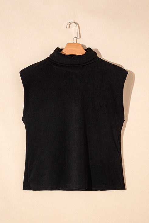 Elegant High Neck Sleeveless Vest Cargo Pants Two Piece Set