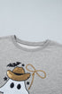 Sequin Western Ghost Print Long Sleeve Round Neck Sweatshirt