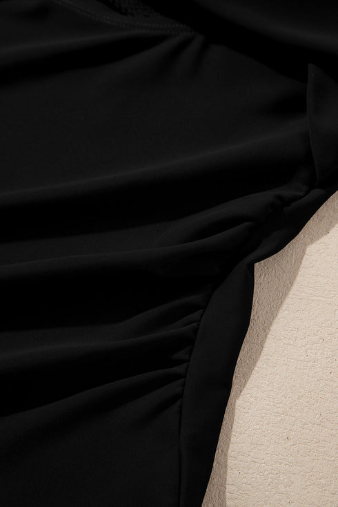 Ruffle Strap Cutout Wrapped Bodice Tankini Top