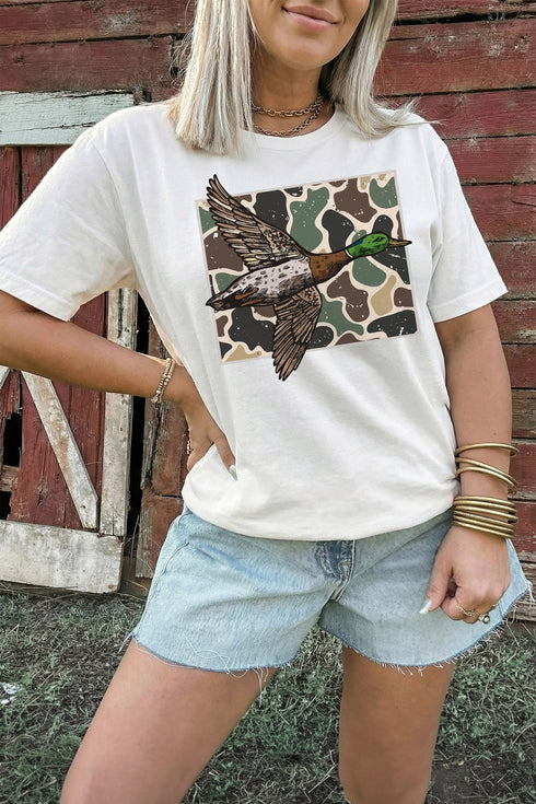 Camo Mallard Duck Western Short Sleeve Graphic Tee