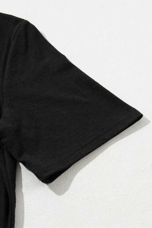 Casual Solid T Shirt Wide Leg Pant Set