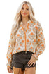 All Over Floral V Neck Southern Belle Long Sleeve Blouse
