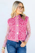Leopard Print Knit Sleeveless Regular Sweater Vest