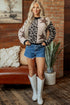 Leopard Star Pattern Round Neck Long Sleeve Shift Sweater