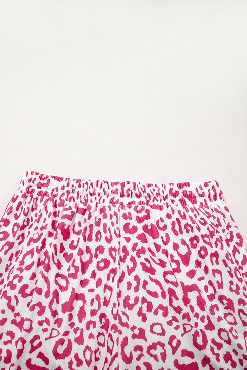 All Over Leopard Print Lace Up Accent Trim Shorts