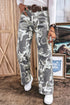 Elastane Camo Pattern Cotton Denim Shift Jeans