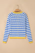 Striped Button Front Long Sleeve Loose Fit Knit Cardigan