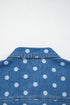 Polka Dot Long Sleeve Collar Shift Tunic Denim Jacket