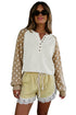 Polka Dot Button V Neck Long Sleeve Sweater