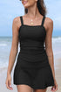 Ruched Square Neck Tummy Control Swim Dress
