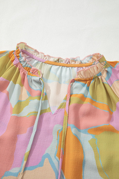 Abstract Print Hooded Long Sleeve Shift Dress