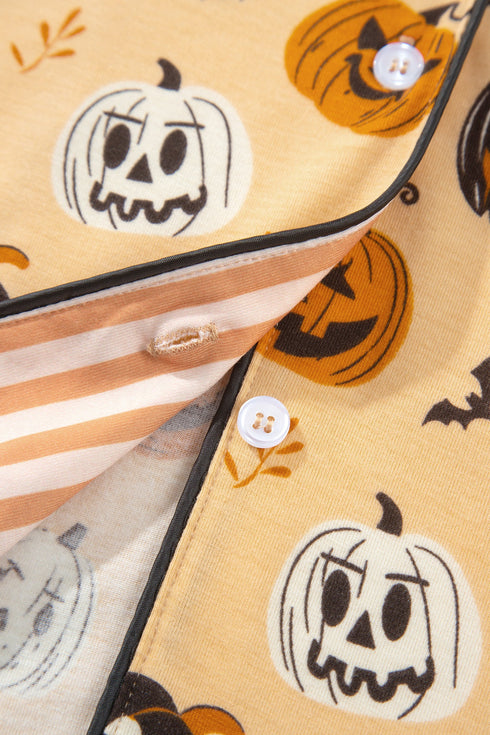 Pumpkin Print Two Piece Long Sleeve Lounge Set