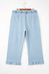 Elastic Waist Ruffled Wide Leg Denim Pants