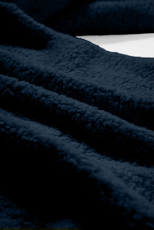 Solid Fleece Flap Pocket Single Breasted Teddy Coat