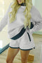 Polka Dot Patchwork Mock Neck Pullover Short Set