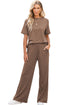 Casual Solid T Shirt Wide Leg Pant Set