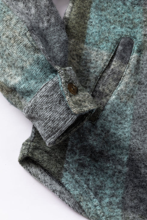 Oversized Brushed Plaid Pocketed Western Style Shacket