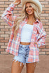Western Plaid Flap Pocket Button Up Shacket