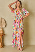 Abstract Print Flutter Sleeve V Neck Maxi Dress