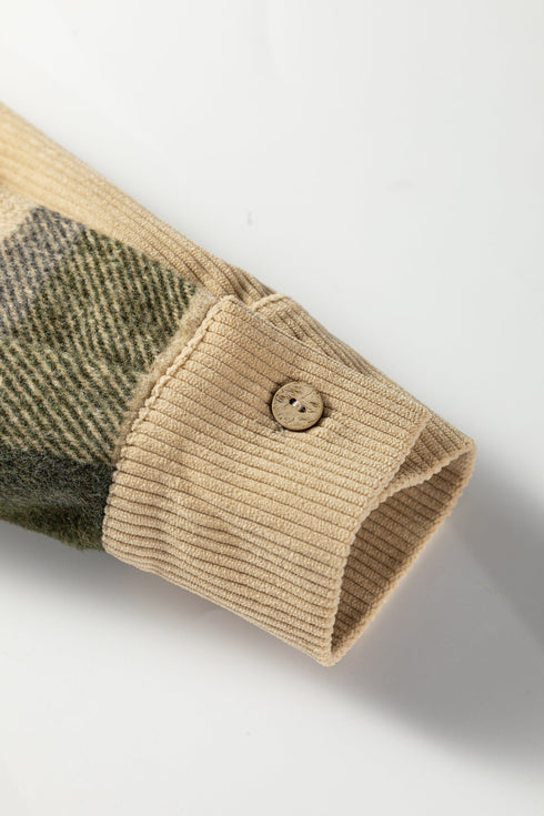 Retro Western Patchwork Corduroy Plaid Shacket