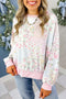 Floral Patchwork Twist Ribbed Trim Long Sleeve Top