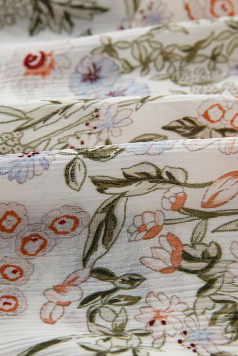 Floral Print Tie Frilled Shir Mock Neck Mini Dress