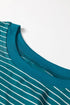 Striped Dropped Shoulder Long Sleeve Top Elastic Waist Pants Two Piece Pant Set