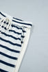 Striped Ribbed Cuff Collar Pocket Loose Pant Set