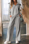 Zip Sailor Collar Pullover Seam Detail Athleisure Pant Set