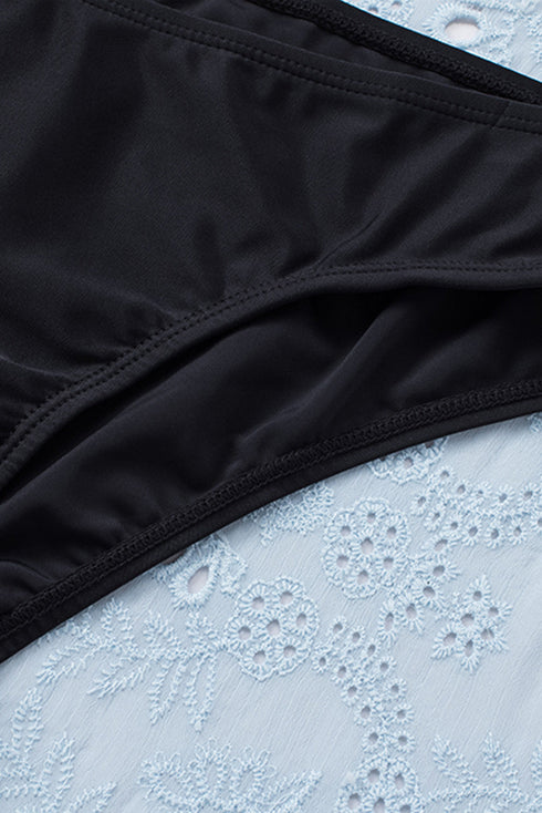 Wild Pattern Ruffled V Neck Swim Tankini Top