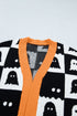 Geometric Ghost Print Drop Shoulder Knit Cardigan
