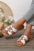 Modern Cutout Metal Accent Square Toe Slipper