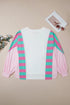 Striped V Neck Shift Long Sleeve Top