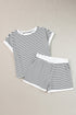 Ribbed Stripe Casual Tee And Matching Shorts Set