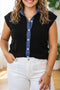 Sleeveless Patchwork V Neck Tunic Silhouette Cardigan