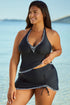 Empire Waist Halter V Neck Skirted Tankini Set