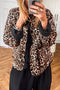 Leopard Print Quilted Button Front Patch Pockets Jacket