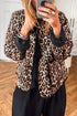 Leopard Print Quilted Button Front Patch Pockets Jacket