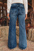 Cotton Polyester Denim Acid Pocket Flare Jeans