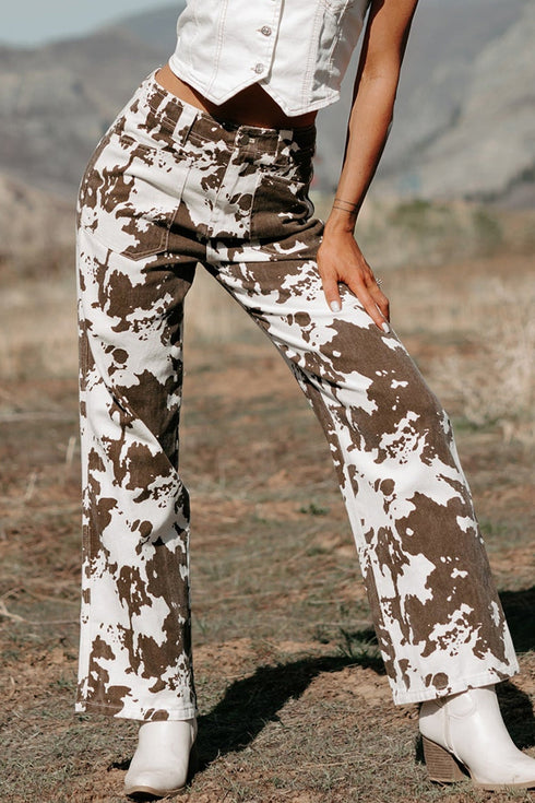 Abstract Pattern Regular Fit Full Length Western Jeans