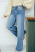 Distressed Tummy Control Raw Hem Stretch Denim Jeans