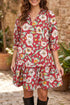 Floral Print Half Sleeve Short Shift Dress