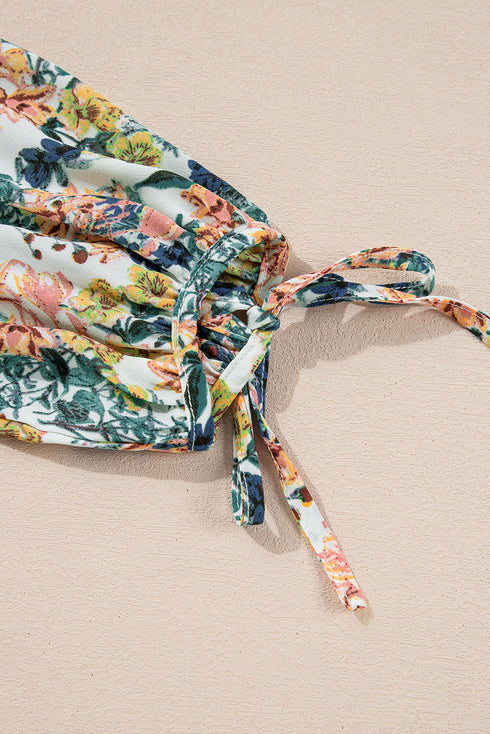 Magnolia Blossoms Ruffled V-Neck Dress