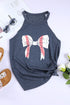 Baseball Stitch Bow Graphic High Neck Tank
